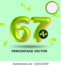 vector green number 67%  percent discount sale transparent