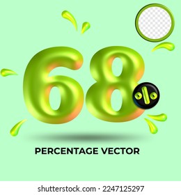 vector green number 68%  percent discount sale transparent