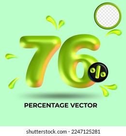 vector green number 76%  percent discount sale transparent