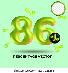 vector green number 86%  percent discount sale transparent