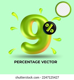 vector green number 9%  percent discount sale transparent