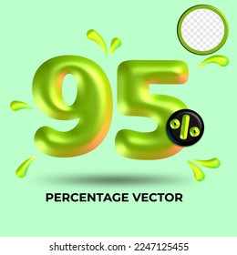 vector green number 95%  percent discount sale transparent