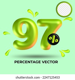 vector green number 97%  percent discount sale transparent