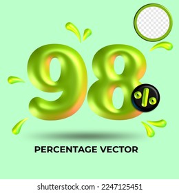 vector green number 98%  percent discount sale transparent