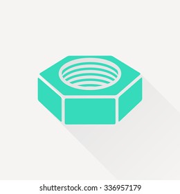 Vector green nut icon on white background 