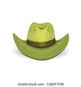 vector green old cowboy hat isolated on white background