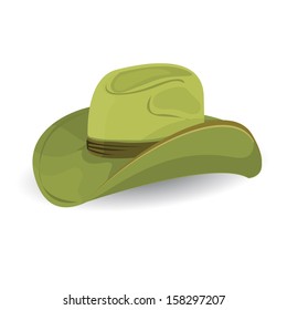 vector green old cowboy hat isolated on white background