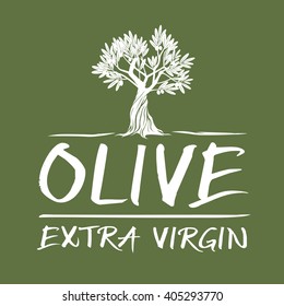 Vector Green Olive Tree. Extra Virgin.
