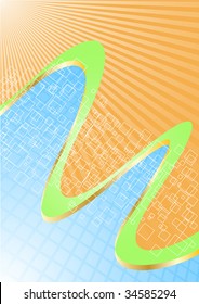 Vector green and orange background; clip-art