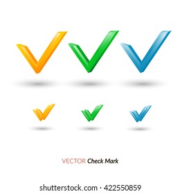 Vector green, orange and blue check mark.