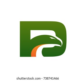 Vector Green Orange Eagle Letter D Logo