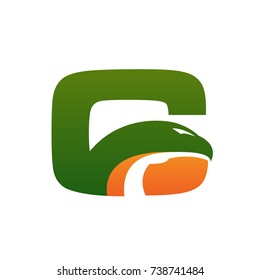 Vector Green Orange Eagle Letter C Logo