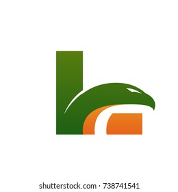 Vector Green Orange Eagle Letter L Logo