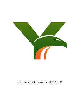 Vector Green Orange Eagle Letter Y Logo