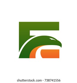 Vector Green Orange Eagle Letter E Logo