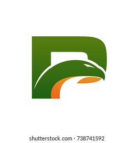 Vector Green Orange Eagle Letter P Logo