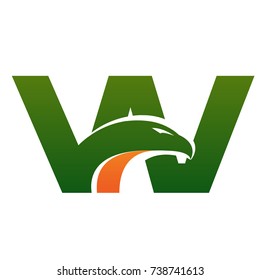 Vector Green Orange Eagle Letter W Logo