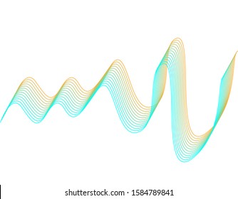vector green orange sound wave lines path on white background