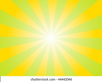 Vector Green and Orange Sunburst Background