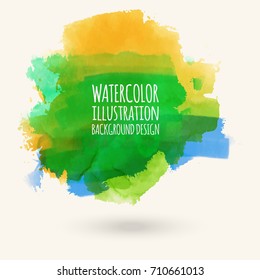 Vector green orange yellow autumn brush strokes. Watercolor Grunge isolated elements. Smoke brushes for your design. Freehand. Ink splash. Acrylic stamp. Vector illustration