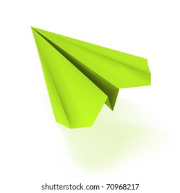 Vector Green Origami Plane