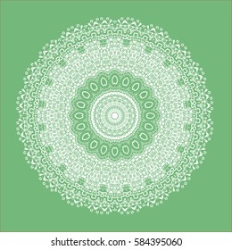 Vector Green Ornamental Line Pattern. Endless Texture. Oriental Geometric Ornament