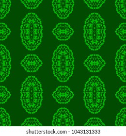 Vector Green Ornamental Seamless Line Pattern. Endless Texture. Oriental Geometric Ornament