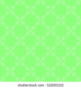 Vector Green Ornamental Seamless Line Pattern. Endless Texture. Oriental Geometric Ornament
