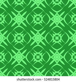 Vector Green Ornamental Seamless Line Pattern. Endless Texture. Oriental Geometric Ornament