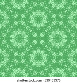 Vector Green Ornamental Seamless Line Pattern. Endless Texture. Oriental Geometric Ornament