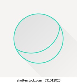Vector green outline ball icon on white background with long shadow 