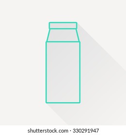 Vector green outline kitchen bottle template on white background with long shadow 