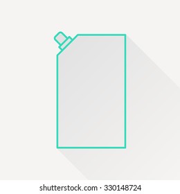 Vector green outline mayonnaise plastic package icon on white background with long shadow 