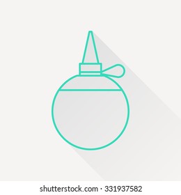 Vector green outline tailor oiler icon on white background with long shadow 
