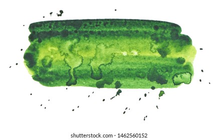 Vector green paint texture isolated on white - watercolor banner for Your design