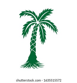 vector green palm icon on white background