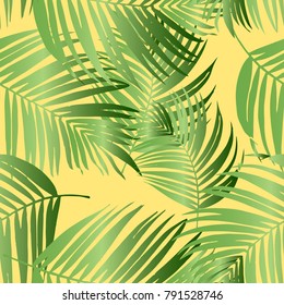 Vector green palm tree pattern seamless background wallpaper, textile, fabric
