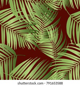 Vector green palm tree pattern seamless background wallpaper, textile, fabric