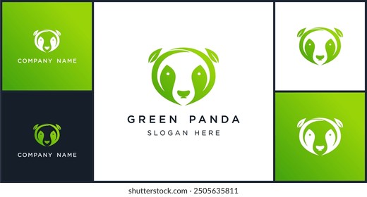 Vector of green panda logo dan icon design template, can be used in various media easily, editable