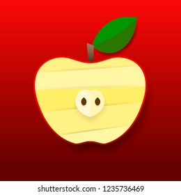 Vector green paper apple card design.Vector illustration