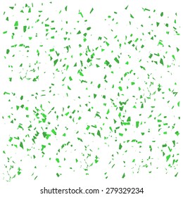 Vector Green Paper Confetti Isolated on White Background. Green Particles Pattern