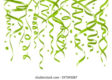 Vector Green Paper Confetti Isolated on White Background. Green Particles Pattern