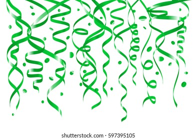 Vector Green Paper Confetti Isolated on White Background. Green Particles Pattern