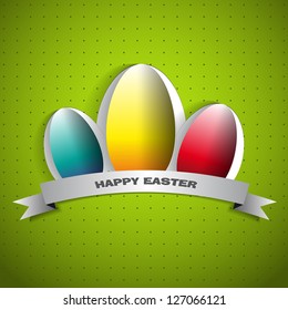 Vector green Paper easter egg card