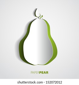 Vector green paper pear card design