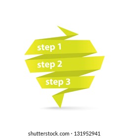 Vector Green Paper Progress background / product choice or versions. vector green origami ribbon banner.