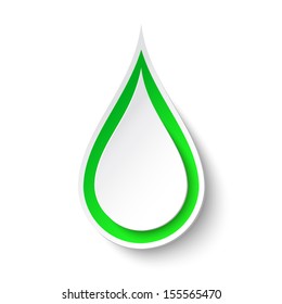 Vector green paper water drop. Vector illustration. Stock Vector