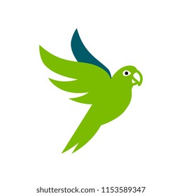 Vector Green Parrot Icon Isolated On White Background