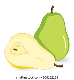 Vector green pear and a half a yellow pear. eps 8