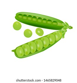 

Vector green peas.  Green peas isolated on white background. Vector illustration of fresh food in a flat style. Icon, banner.